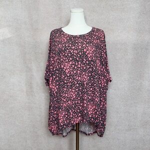 ANDREE BY UNIT Oversized Coral Pink & Black Patterned Tunic